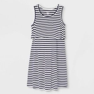 Striped Double Layer Navy and White Nursing and Maternity Dress